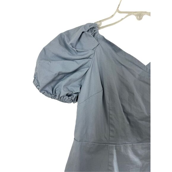 Superdown Blue Short Puff Sleeve Mini Dress Size M V-neck Party - Picture 6 of 11